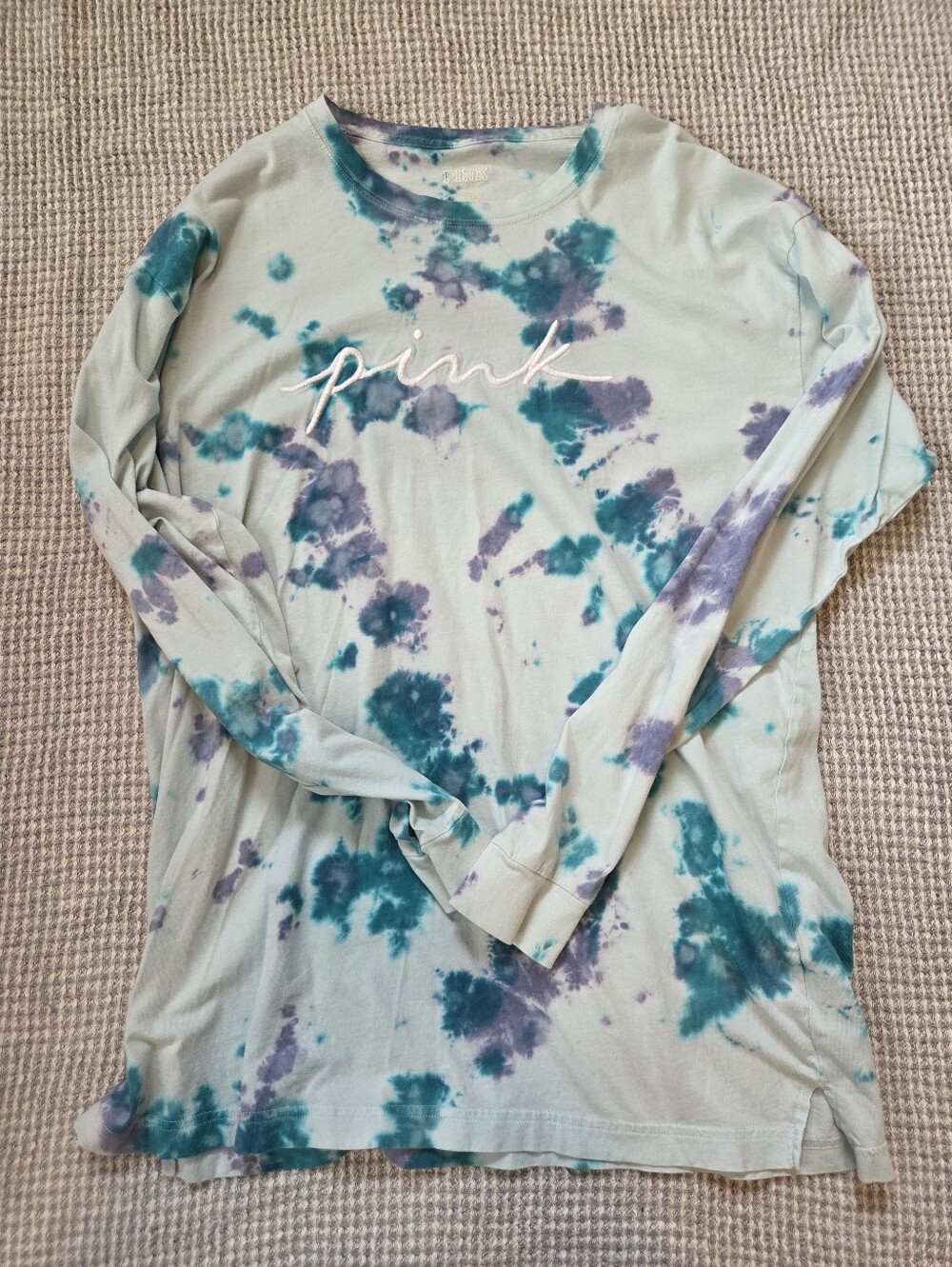 PINK Victoria's Secret Tie-Dye Tee — Teal & Lavender